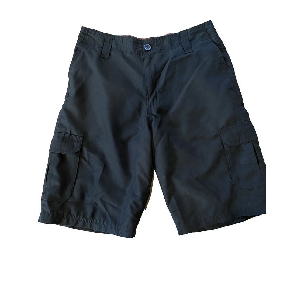 Burnside Shorts Boys Size 18 Waist 28 Black Cargo Hybrid Quick Dry Swim Short